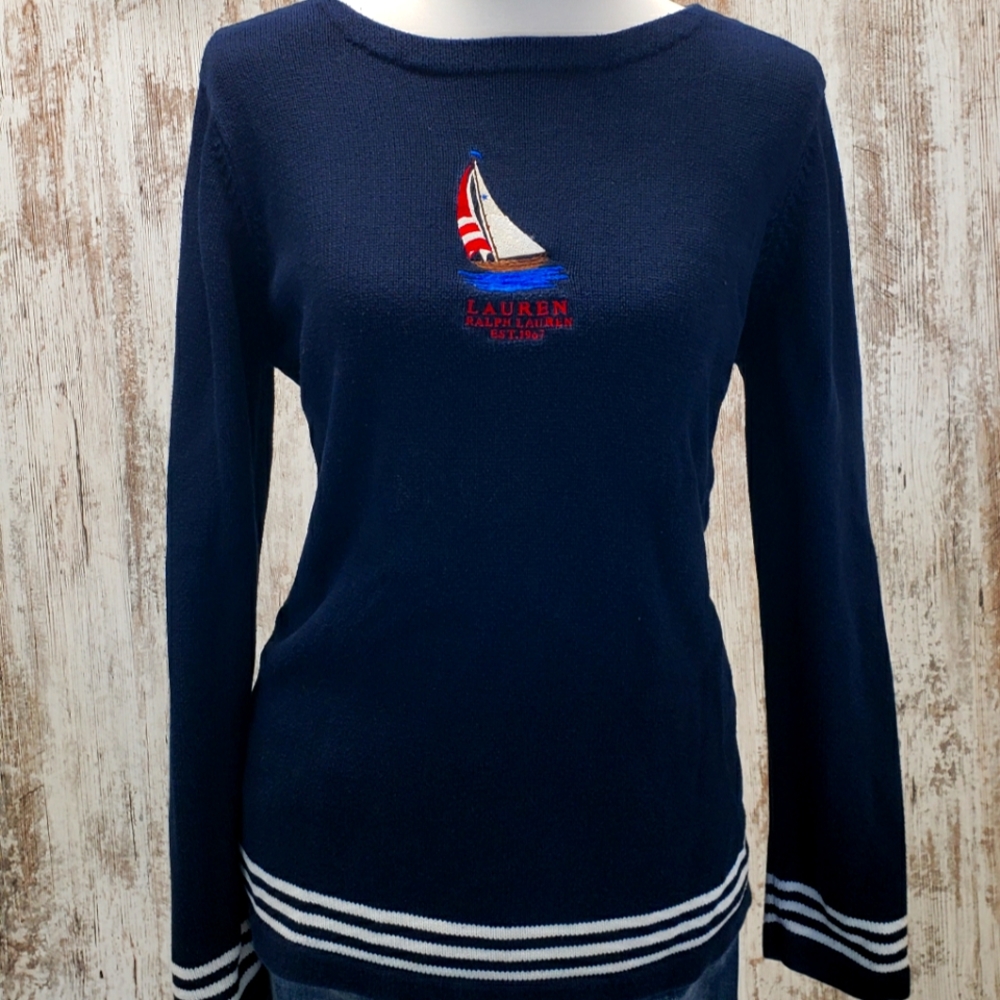 Ralph Lauren Nautical Sailboat Sweater Size M